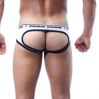 Men's Low-Rise Cheeky Briefs with Bold White Color and Black Accents - His Inwear