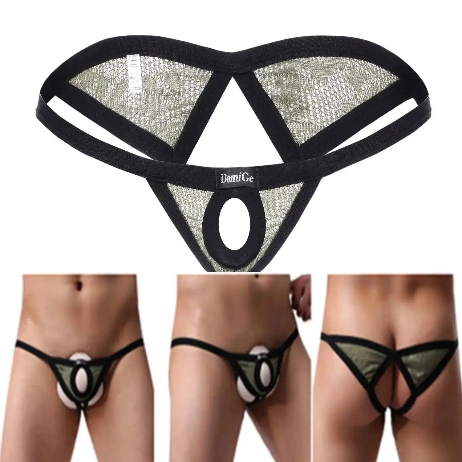 Men's Low Rise Thong with Dual-Strap and Open Front Design - His Inwear