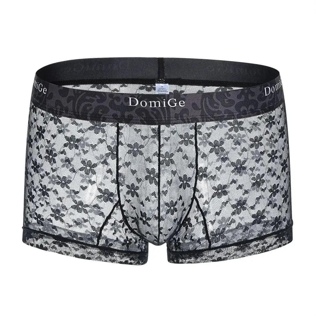 Men's Mesh and Sheer Trunks with Stylish Logo Waistband - Ultimate Comfort & Seduction Male Underwear - His Inwear