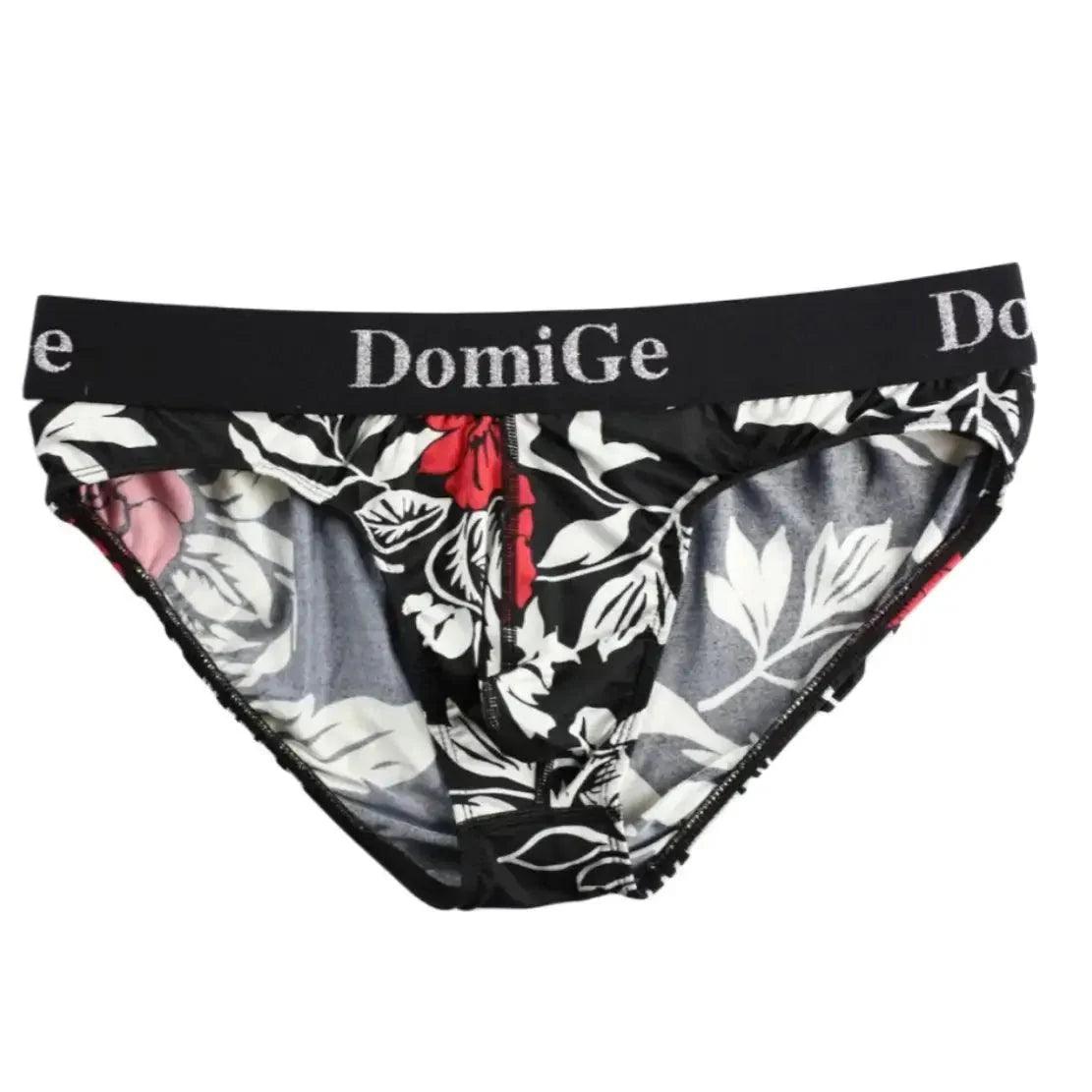 Men's Mid-Rise Black Printed Briefs with Silver Logo Waistband Male Underwear - His Inwear