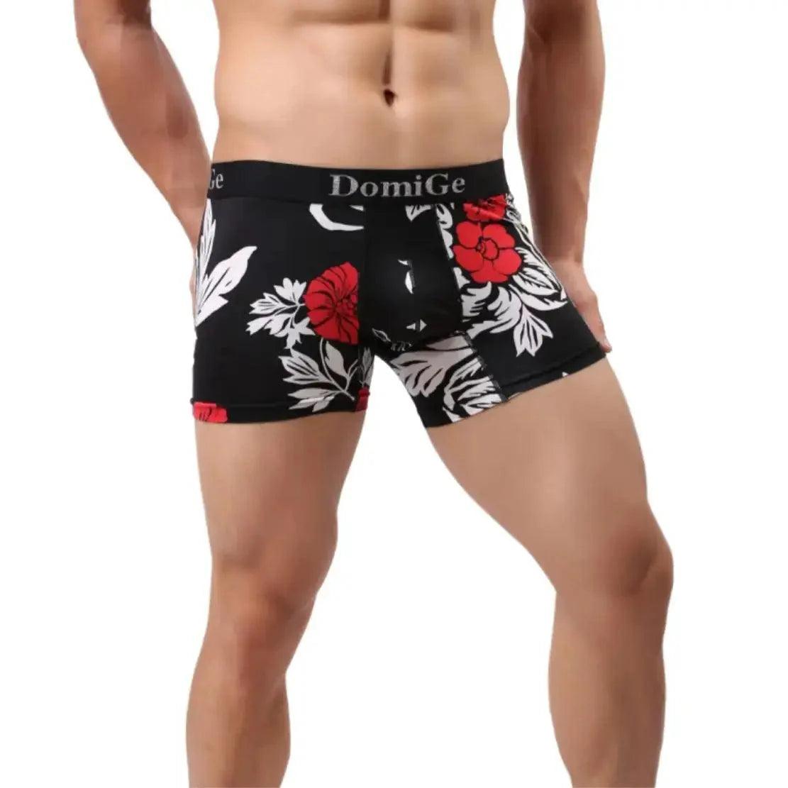 Men's Mid-Rise Printed Boxer Briefs with Silver Logo Waistband - Precision Craftsmanship for the Modern Man - His Inwear