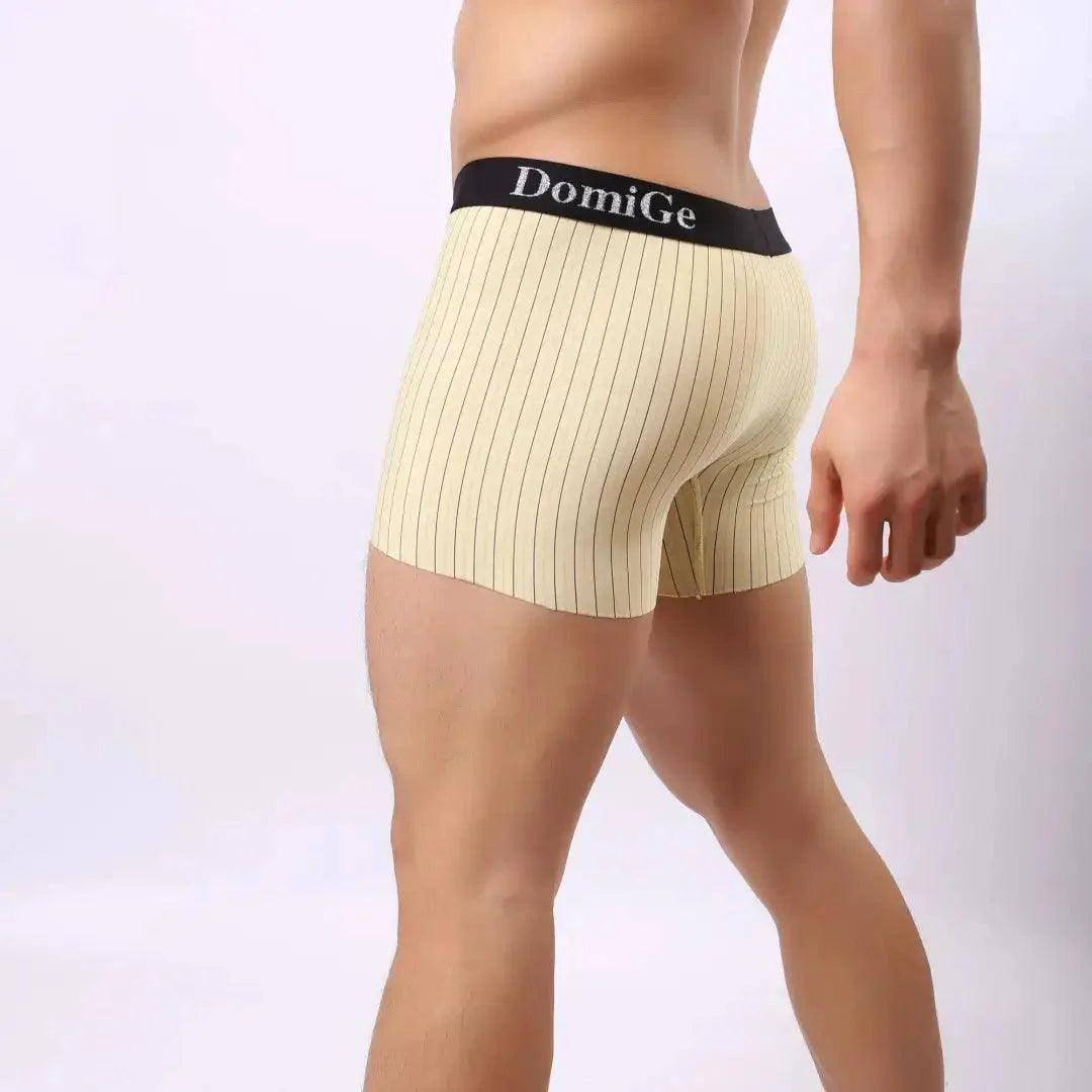 Men's Mid-Rise Striped Boxers with Seamless Leg Design and Silver Logo Waistband Male Underwears - His Inwear