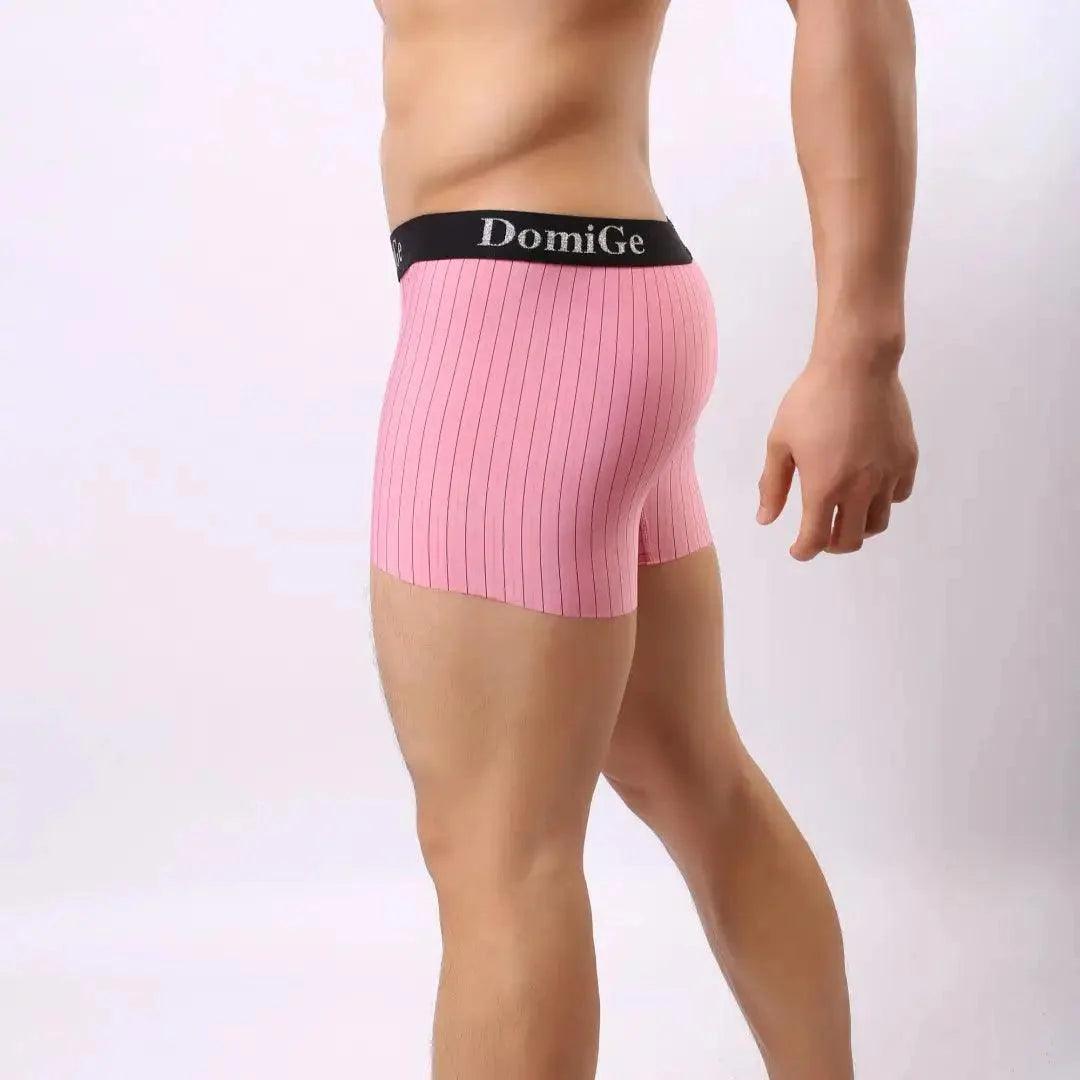 Men's Mid-Rise Striped Boxers with Seamless Leg Design and Silver Logo Waistband Male Underwears - His Inwear