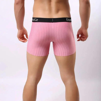 Men's Mid-Rise Striped Boxers with Seamless Leg Design and Silver Logo Waistband Male Underwears - His Inwear