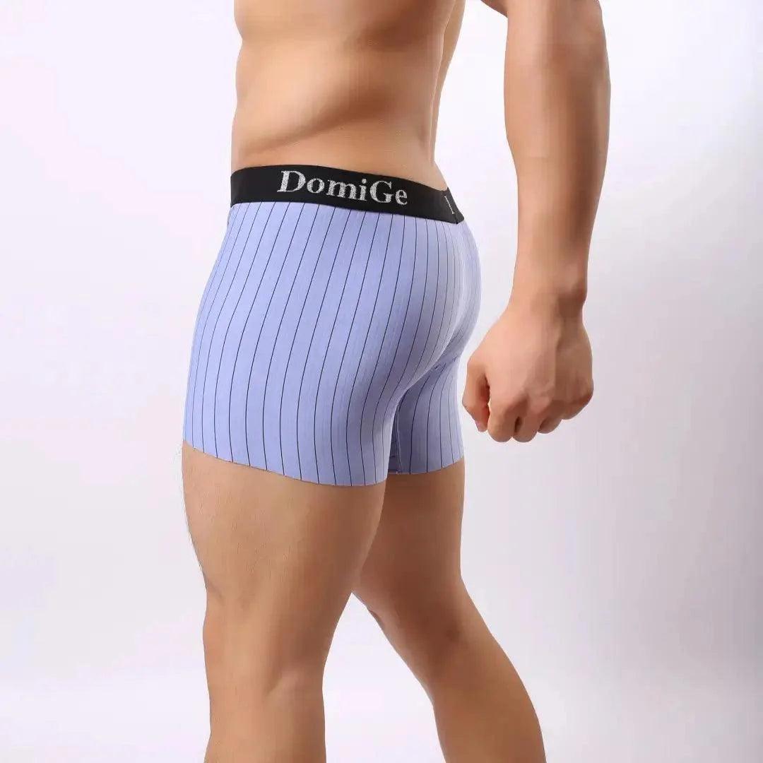 Men's Mid-Rise Striped Boxers with Seamless Leg Design and Silver Logo Waistband Male Underwears - His Inwear