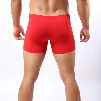 Men's Mid-Waist Boxer Briefs with Laser-Cut Leg Openings and Full Coverage Back Male Underwear - His Inwear