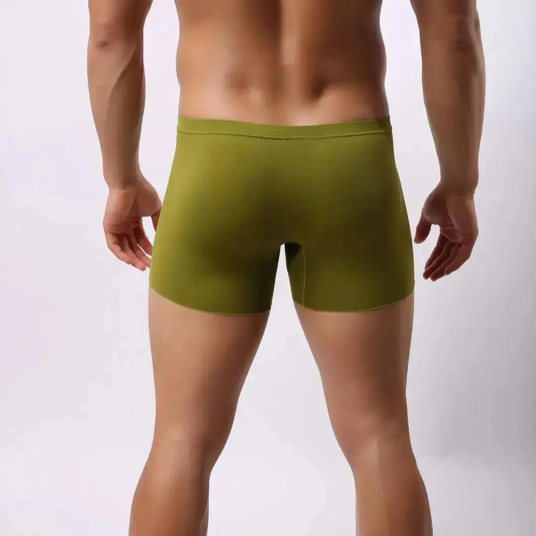 Men's Mid-Waist Boxer Briefs with Laser-Cut Leg Openings and Full Coverage Back Male Underwear - His Inwear