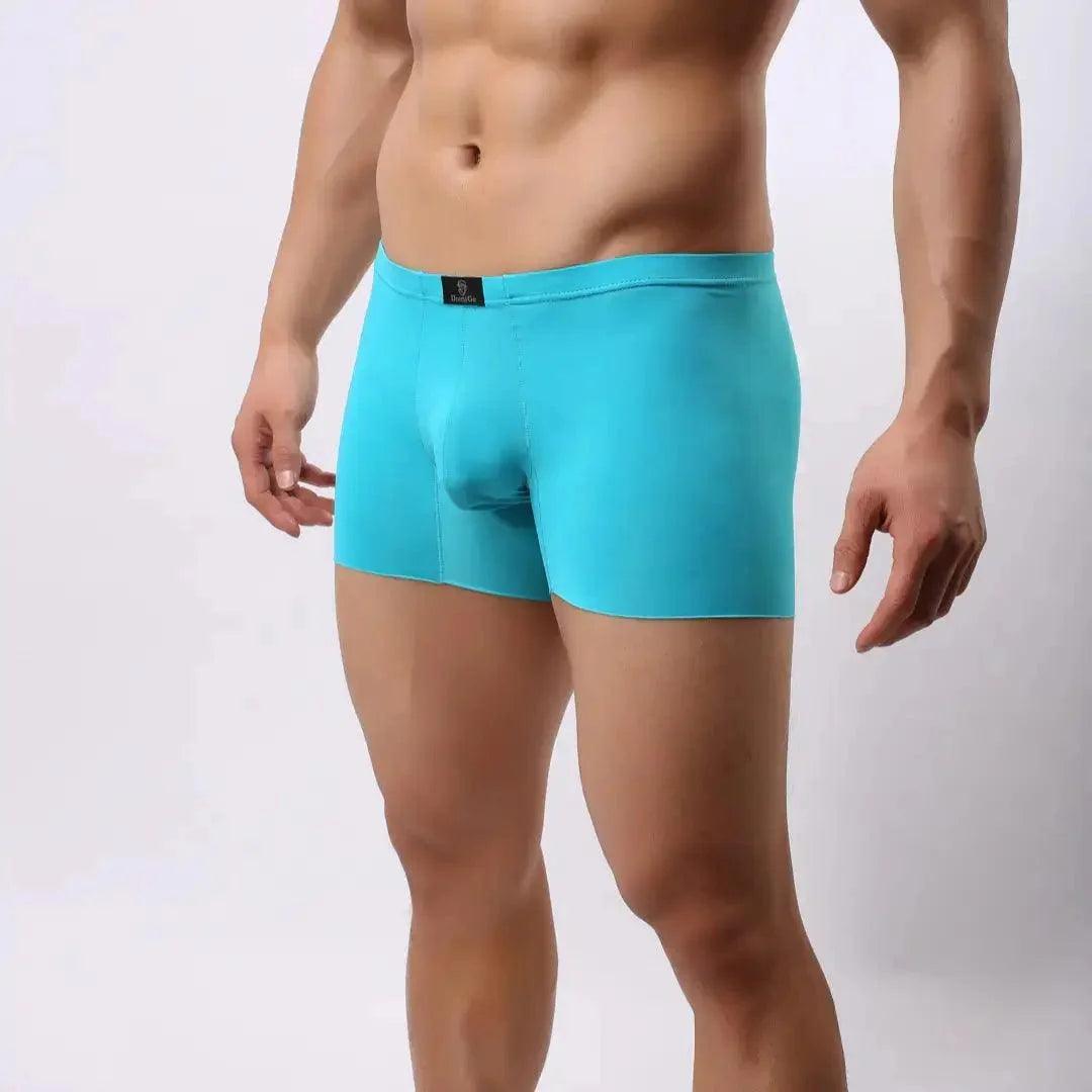 Men's Mid-Waist Boxer Briefs with Laser-Cut Leg Openings and Full Coverage Back Male Underwear - His Inwear