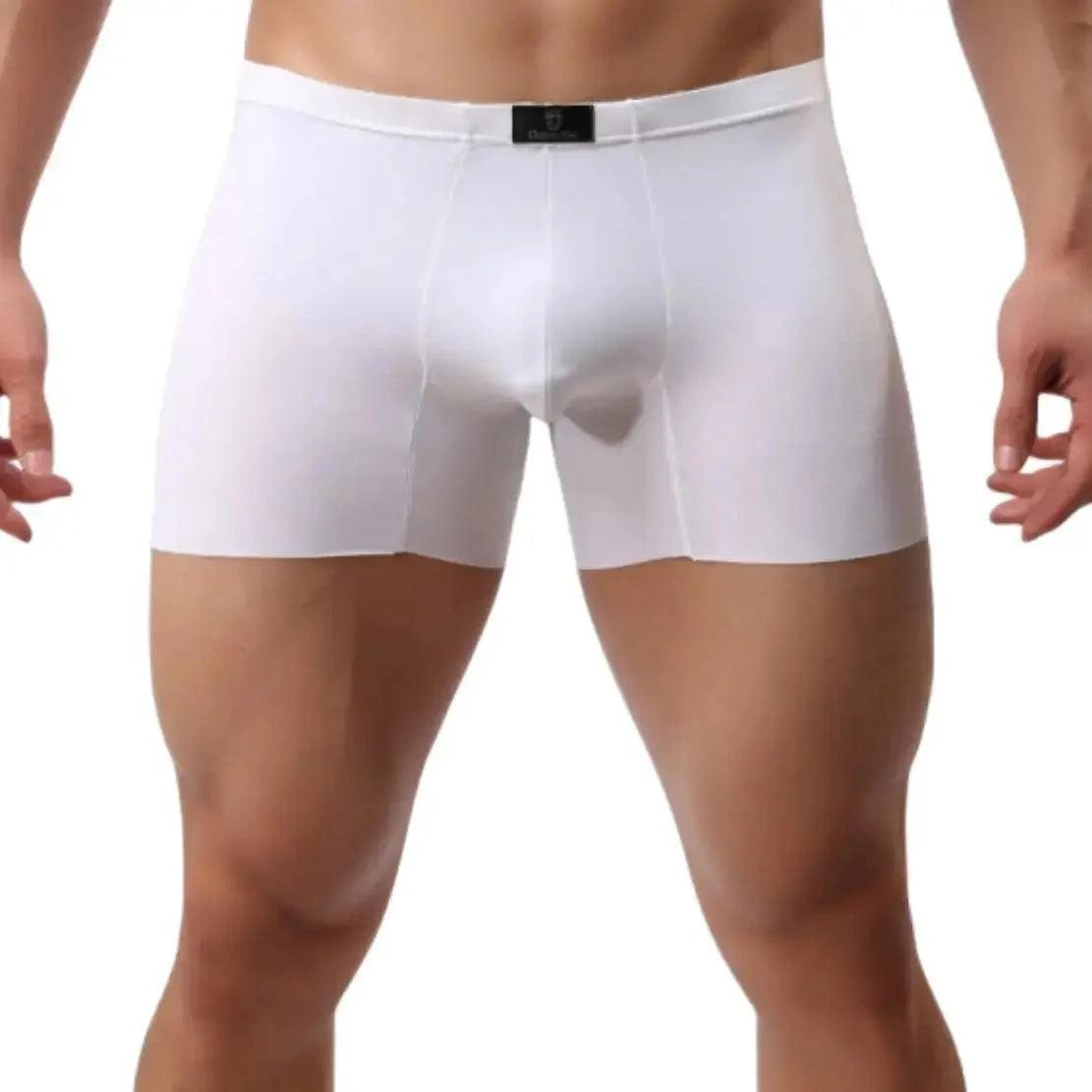 Men's Mid-Waist Boxer Briefs with Laser-Cut Leg Openings and Full Coverage Back Male Underwear - His Inwear