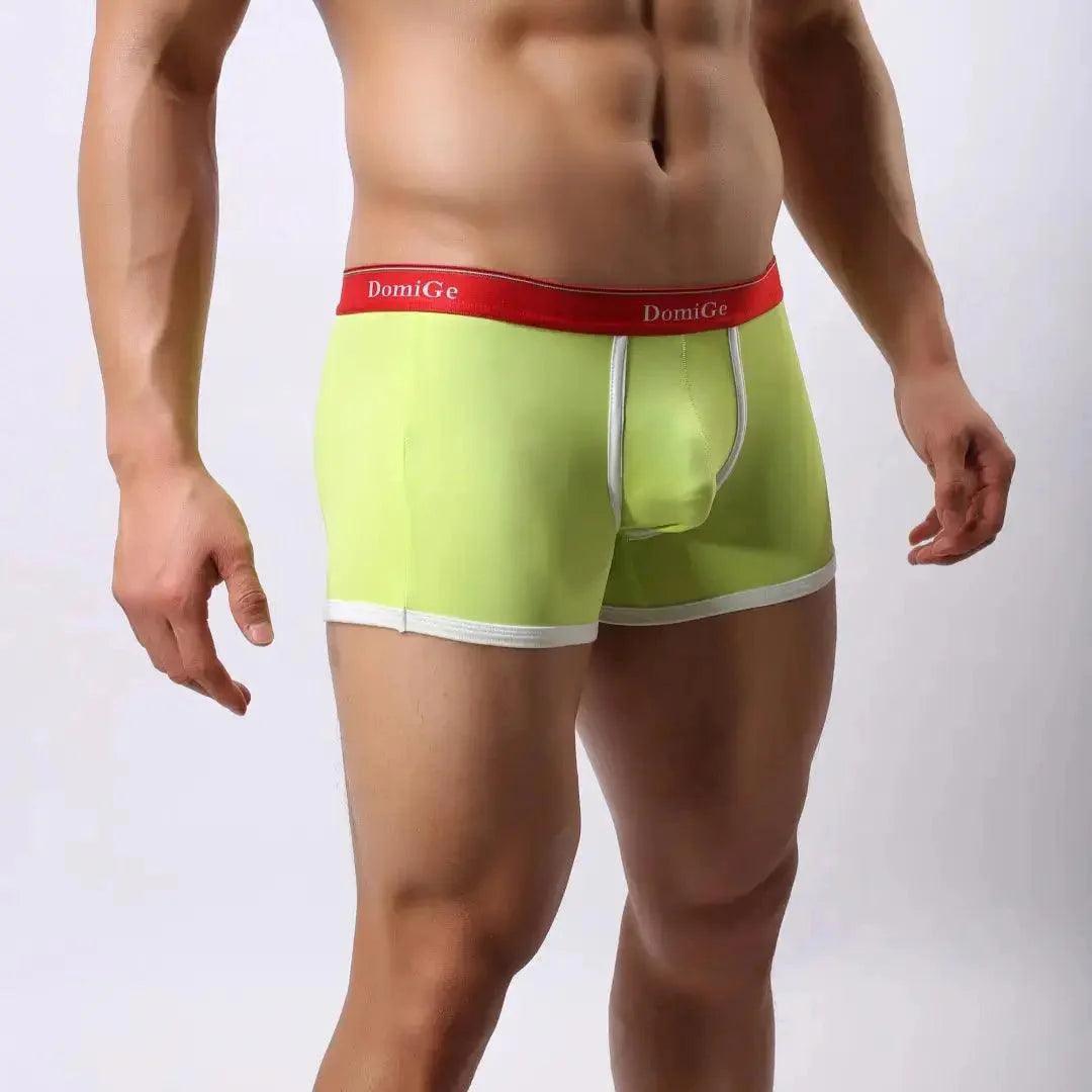 Men's Mid-Waist Boxer Briefs with Supportive U-Pouch and Logo Elastic Waistband Male Underwear - His Inwear