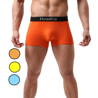 Men's Mid-Waist Modal Boxer Briefs with Silver Logo Elastic Waistband and Seamless Male Underwear - His Inwear