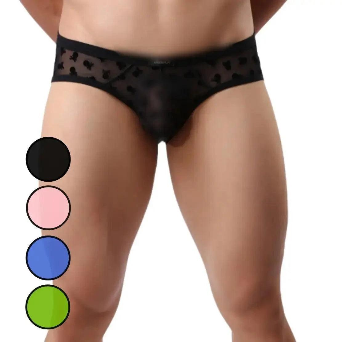 Men's Nylon Mesh Briefs with Velvet Flocking - Comfortable Mid-Rise Fit with Full Coverage Underwear for Male - His Inwear