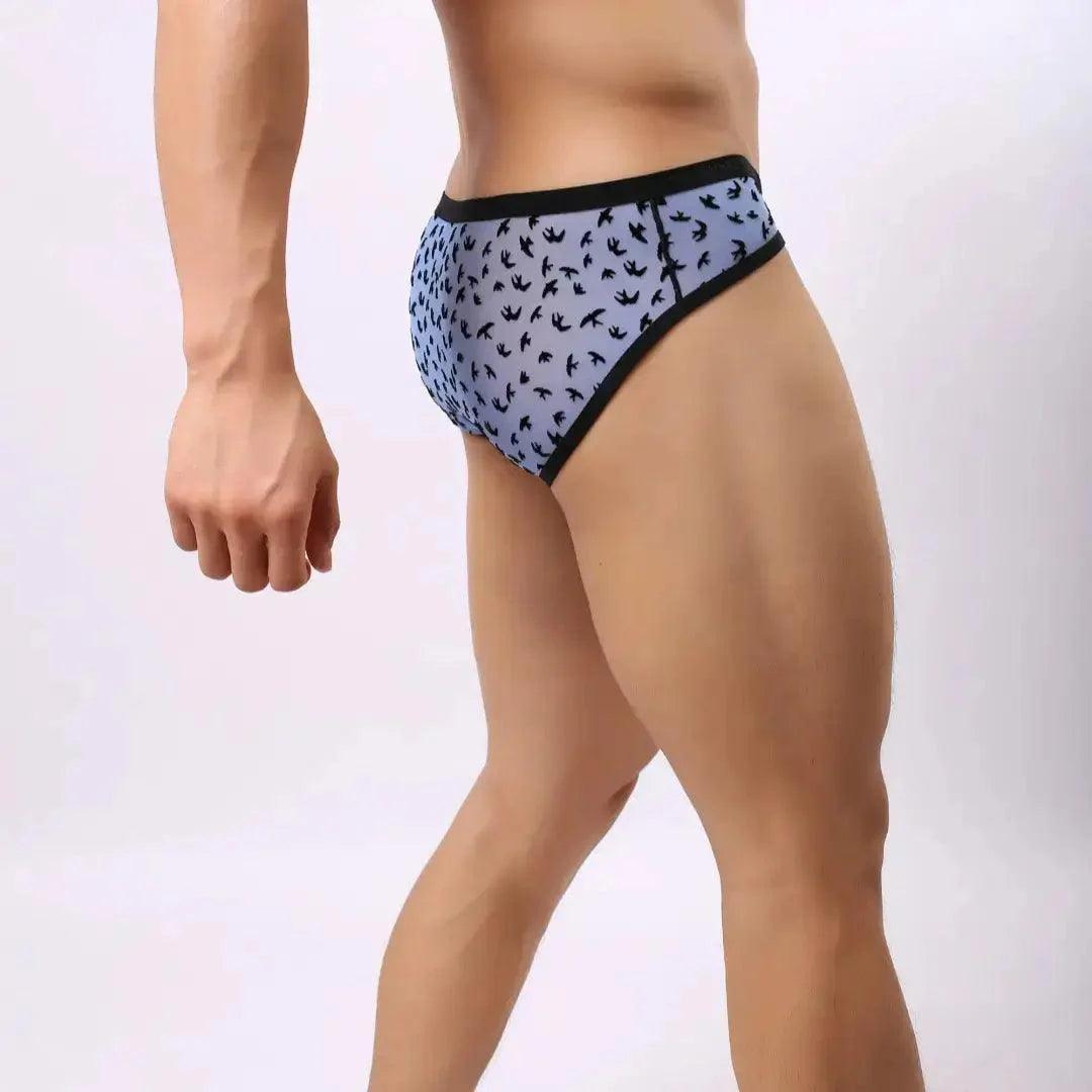 Men's Nylon Mesh Briefs with Velvet Flocking - Comfortable Mid-Rise Fit with Full Coverage Underwear for Male - His Inwear