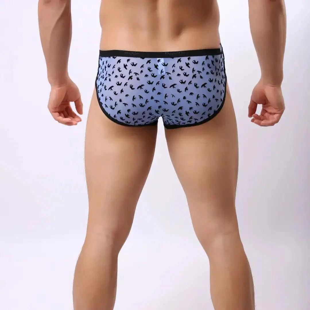 Men's Nylon Mesh Briefs with Velvet Flocking - Comfortable Mid-Rise Fit with Full Coverage Underwear for Male - His Inwear