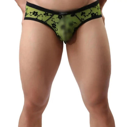 Men's Nylon Mesh Briefs with Velvet Flocking - Comfortable Mid-Rise Fit with Full Coverage Underwear for Male - His Inwear