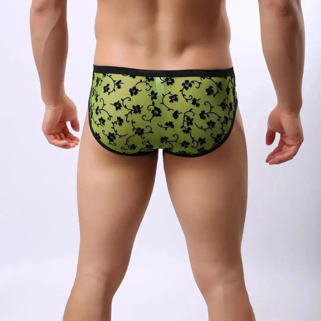 Men's Nylon Mesh Briefs with Velvet Flocking - Comfortable Mid-Rise Fit with Full Coverage Underwear for Male - His Inwear