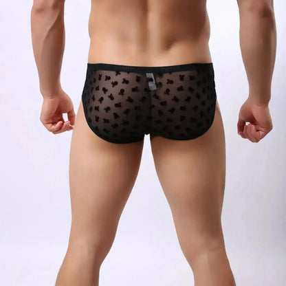 Men's Nylon Mesh Briefs with Velvet Flocking - Comfortable Mid-Rise Fit with Full Coverage Underwear for Male - His Inwear