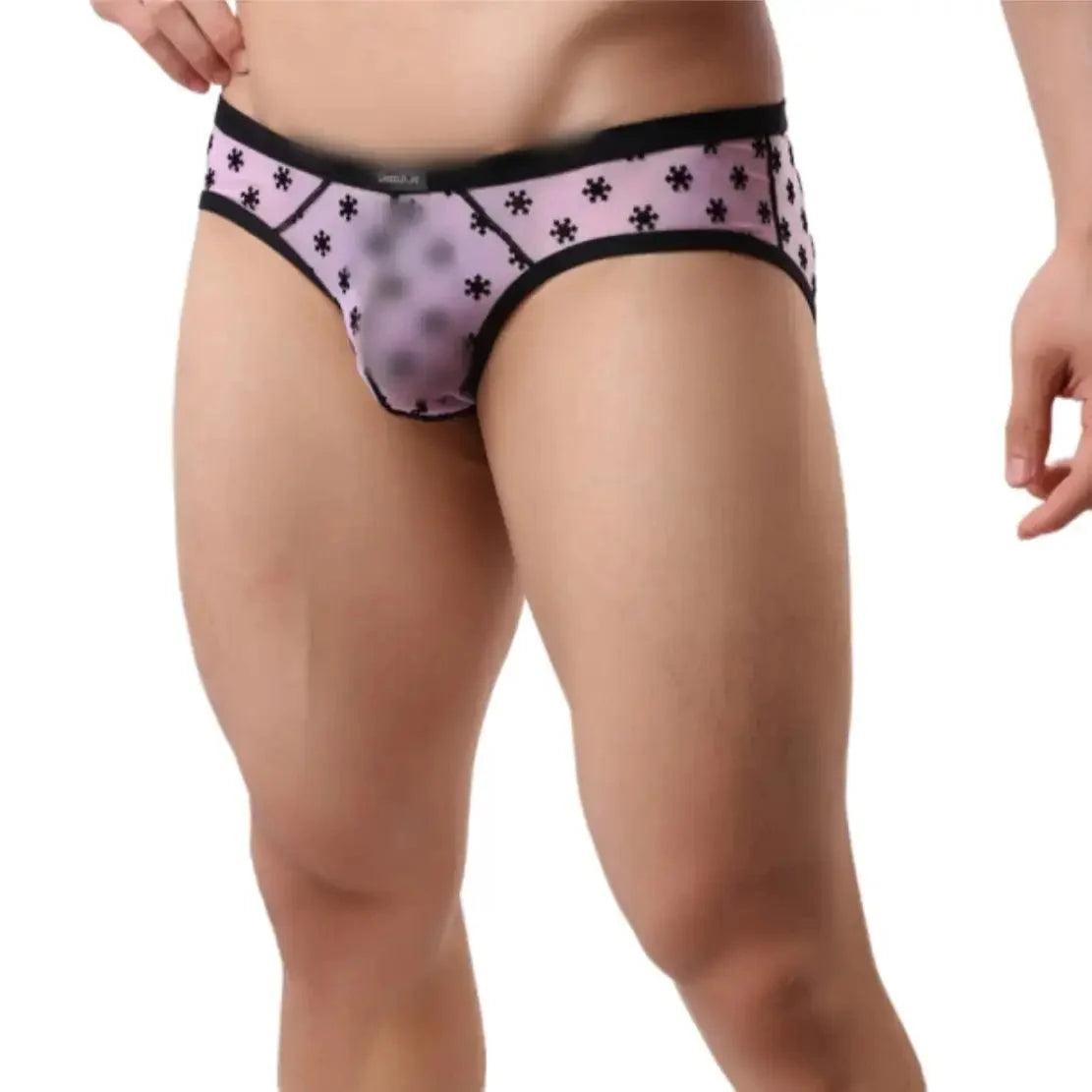 Men's Nylon Mesh Briefs with Velvet Flocking - Comfortable Mid-Rise Fit with Full Coverage Underwear for Male - His Inwear