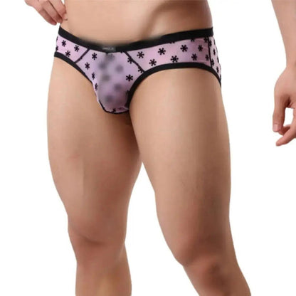 Men's Nylon Mesh Briefs with Velvet Flocking - Comfortable Mid-Rise Fit with Full Coverage Underwear for Male - His Inwear