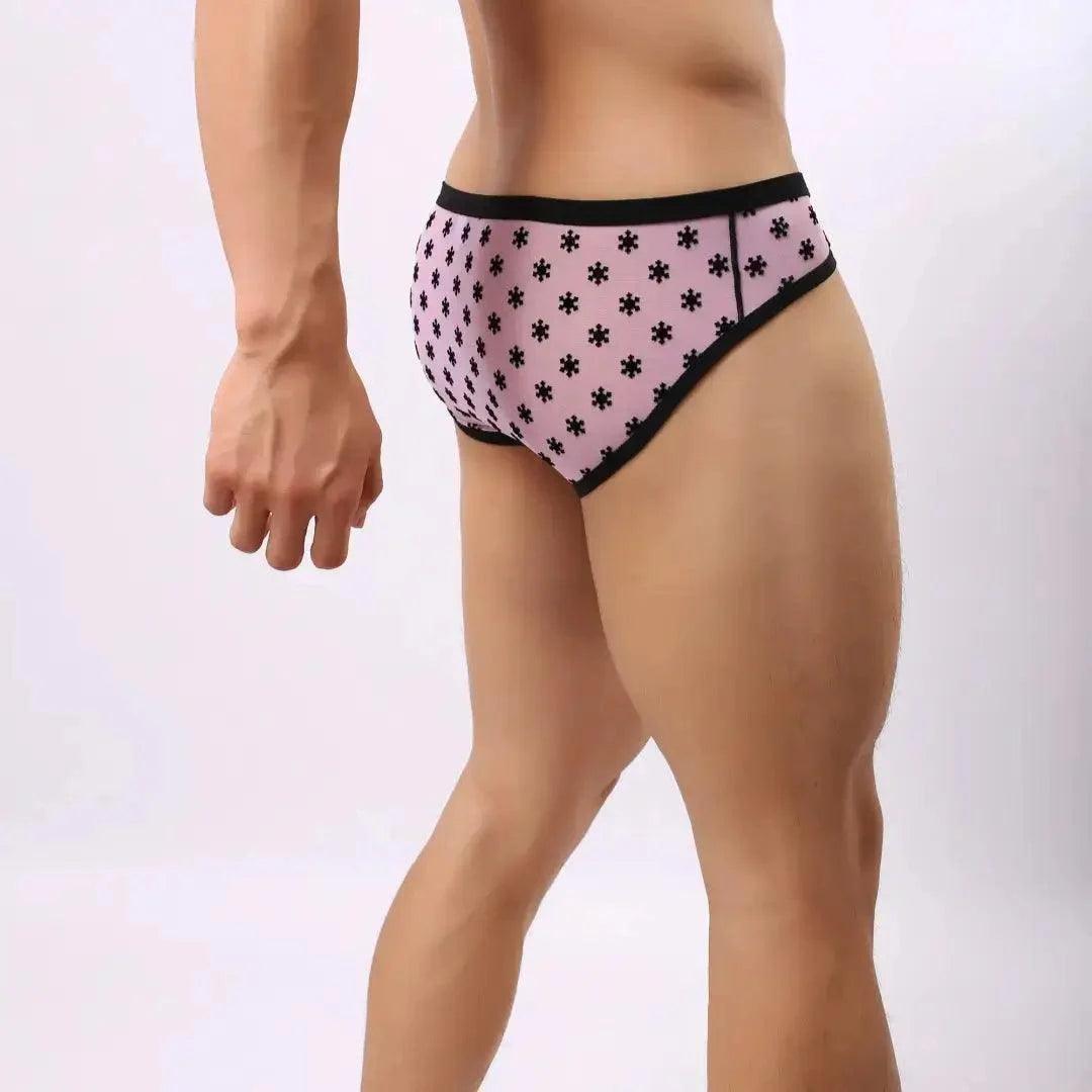 Men's Nylon Mesh Briefs with Velvet Flocking - Comfortable Mid-Rise Fit with Full Coverage Underwear for Male - His Inwear