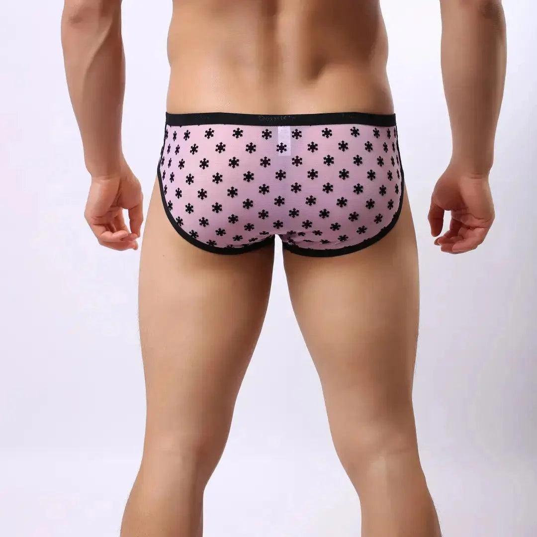 Men's Nylon Mesh Briefs with Velvet Flocking - Comfortable Mid-Rise Fit with Full Coverage Underwear for Male - His Inwear