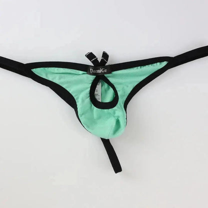 Men's Playful Butterfly Accent Cotton Thong with Front Opening - Romantic Elegance G-String - His Inwear