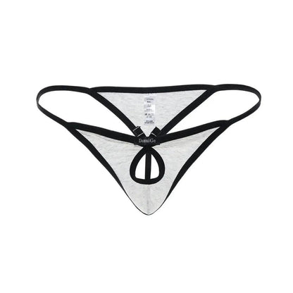 Men's Playful Butterfly Accent Cotton Thong with Front Opening - Romantic Elegance G-String - His Inwear