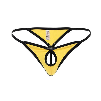 Men's Playful Butterfly Accent Cotton Thong with Front Opening - Romantic Elegance G-String - His Inwear