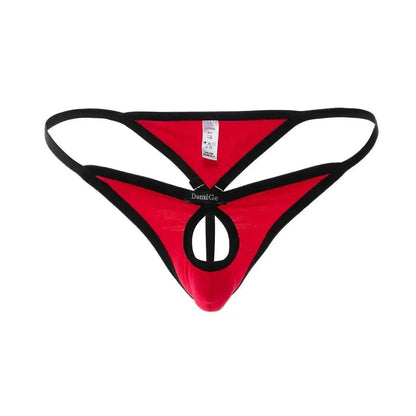 Men's Playful Butterfly Accent Cotton Thong with Front Opening - Romantic Elegance G-String - His Inwear