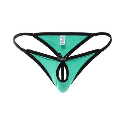 Men's Playful Butterfly Accent Cotton Thong with Front Opening - Romantic Elegance G-String - His Inwear