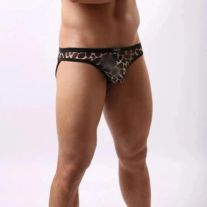 Men's Revealing Low-Rise Mesh Jockstrap with Logo Waistband and Enhancing Pouch Sexy Underwears for Man - His Inwear