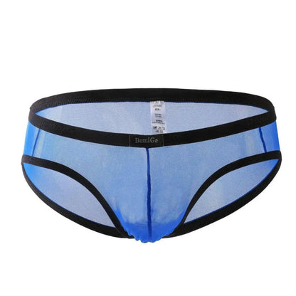 Men's Sheer Briefs with Logo Elastic Waistband and Contoured Pouch Design Male Underwear - His Inwear