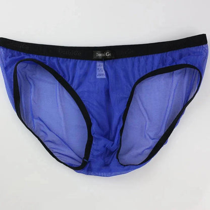 Men's Sheer Briefs with Logo Elastic Waistband and Contoured Pouch Design Male Underwear - His Inwear