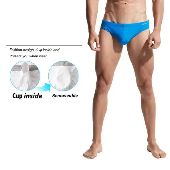 Men's Swim Briefs - Sexy Low Rise Quick Dry Swimwear with Convex Pad - His Inwear