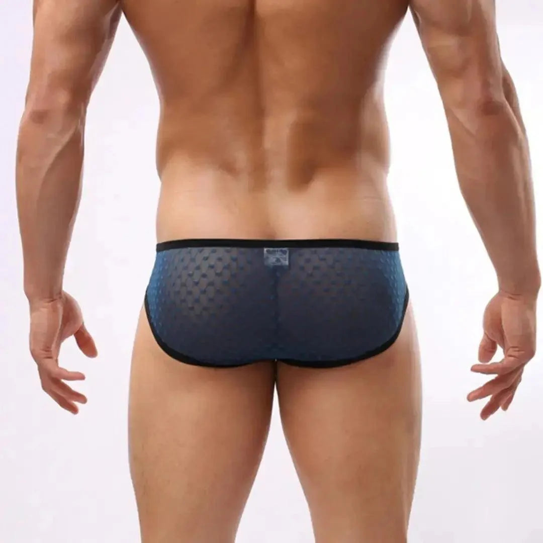 Men's Ultra-Low Rise Sexy Mesh Trunks with Heart Patterns - His Inwear