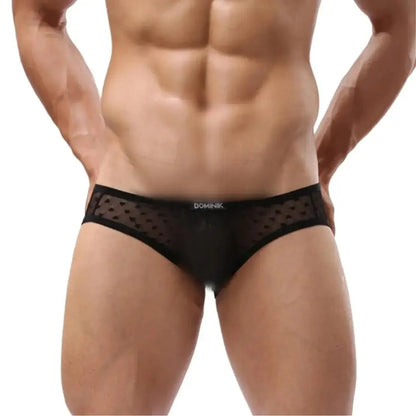 Men's Ultra-Low Rise Sexy Mesh Trunks with Heart Patterns - His Inwear