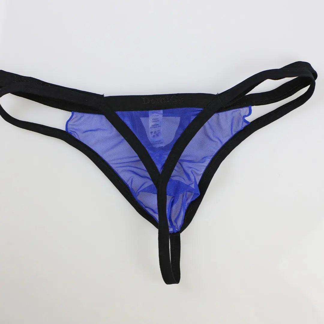 Men's Underwear with Elastic Waistband and Hollow Design G-String - His Inwear