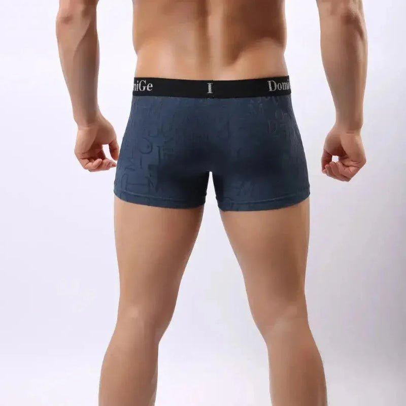 Navy men's bamboo boxer briefs back — eco-friendly fabric	