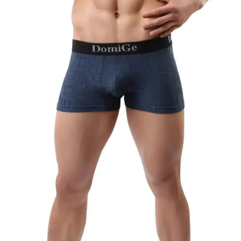 Navy bamboo boxer briefs front — DomiGe mid-rise bamboo fiber	