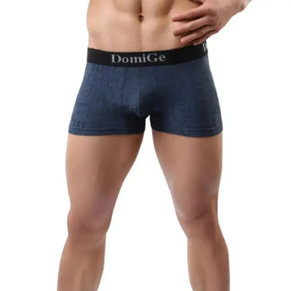 Navy bamboo boxer briefs front — DomiGe mid-rise bamboo fiber	