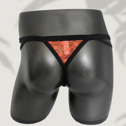 Orange lace thong rear view on mannequin - DomiGe ODO5753