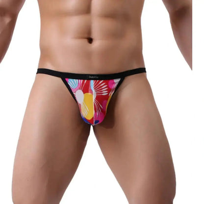 Print Men's T-Back Thong with Lycra Mesh Fabric - His Inwear