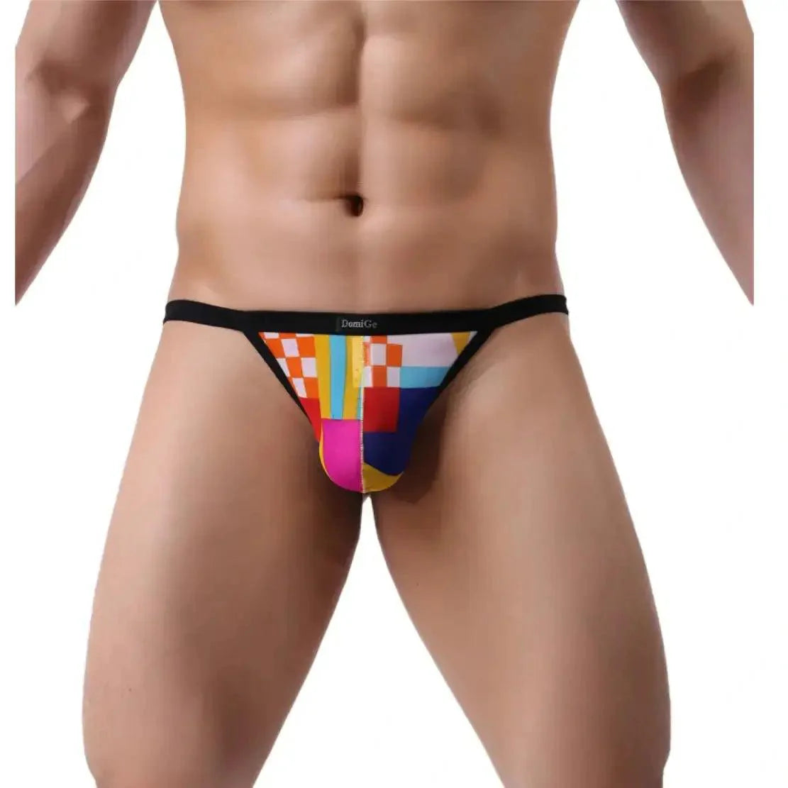 Print Men's T-Back Thong with Lycra Mesh Fabric - His Inwear