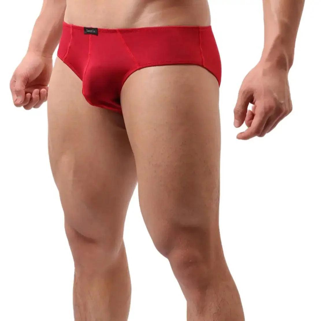 Red Low-Rise Men Briefs with Full Coverage - Stretchable Waist and Leg Bands Male Underwear - His Inwear