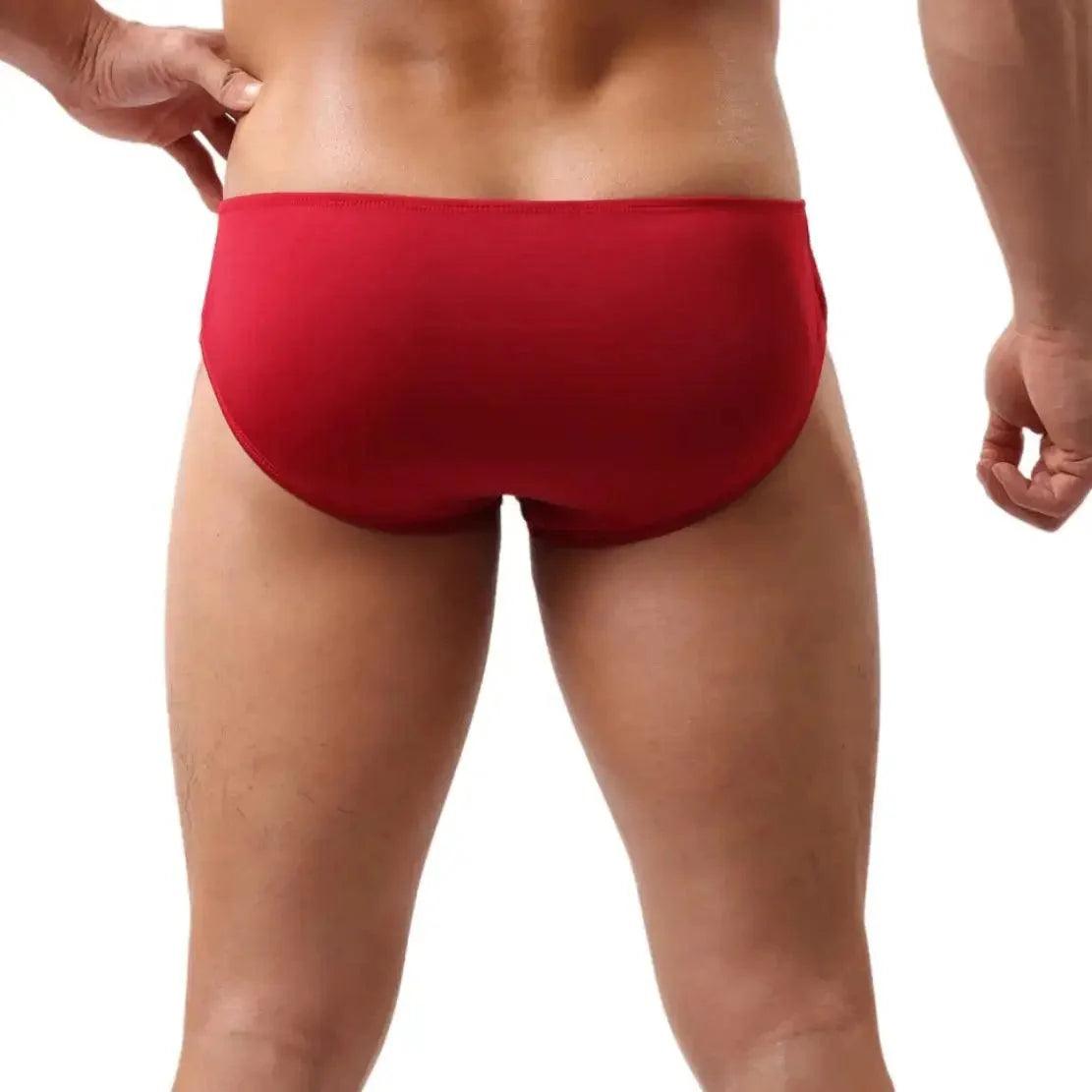 Red Low-Rise Men Briefs with Full Coverage - Stretchable Waist and Leg Bands Male Underwear - His Inwear