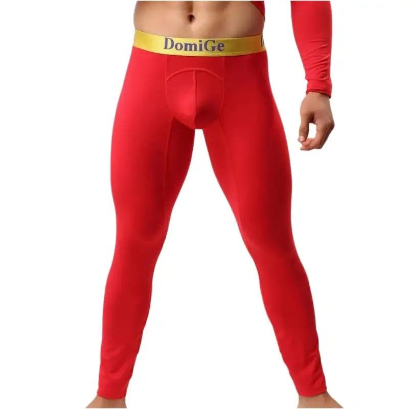 Red men's modal thermal long johns front — Lenzing Modal	