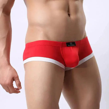 Red trunks side — low rise spandex stretch	