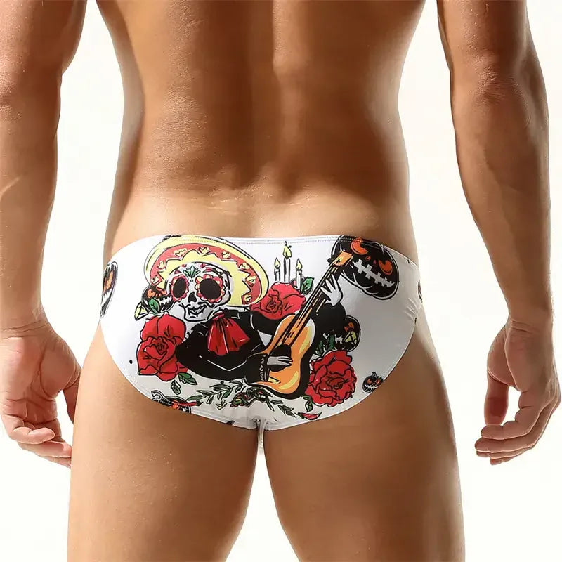 Seobean Halloween Roses Men's Bikini Briefs