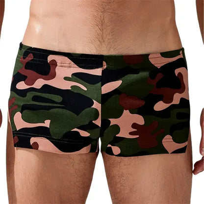 Seobean Men's Camouflage Boxer Shorts - Comfortable 100% Cotton Underwear for Men