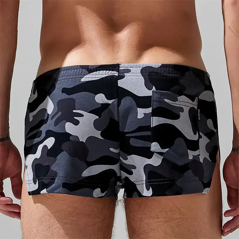Seobean Men's Camouflage Boxer Shorts - Comfortable 100% Cotton Underwear for Men